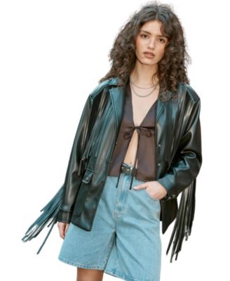 Женская куртка Nasty Gal из искусственной кожи с бахромой и поясом