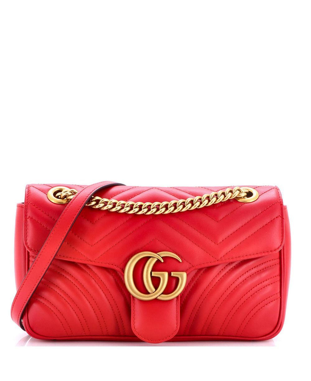 Pre-Owned Gucci Small GG Marmont Flap Bag Matelasse Leather