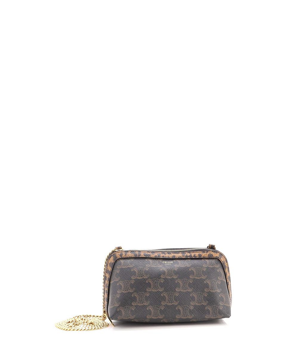 Pre-Owned Celine Zip Around Chain Clutch Triomphe сумка из лакированной кожи