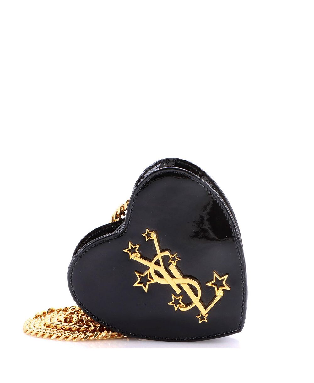 Pre-Owned Saint Laurent мини-сумка Love Heart Chain с цепью, лакированная
