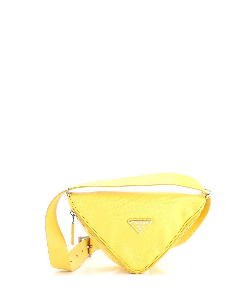 Pre-Owned Prada Triangle Logo Zip Around Shoulder Bag Saffiano Leather