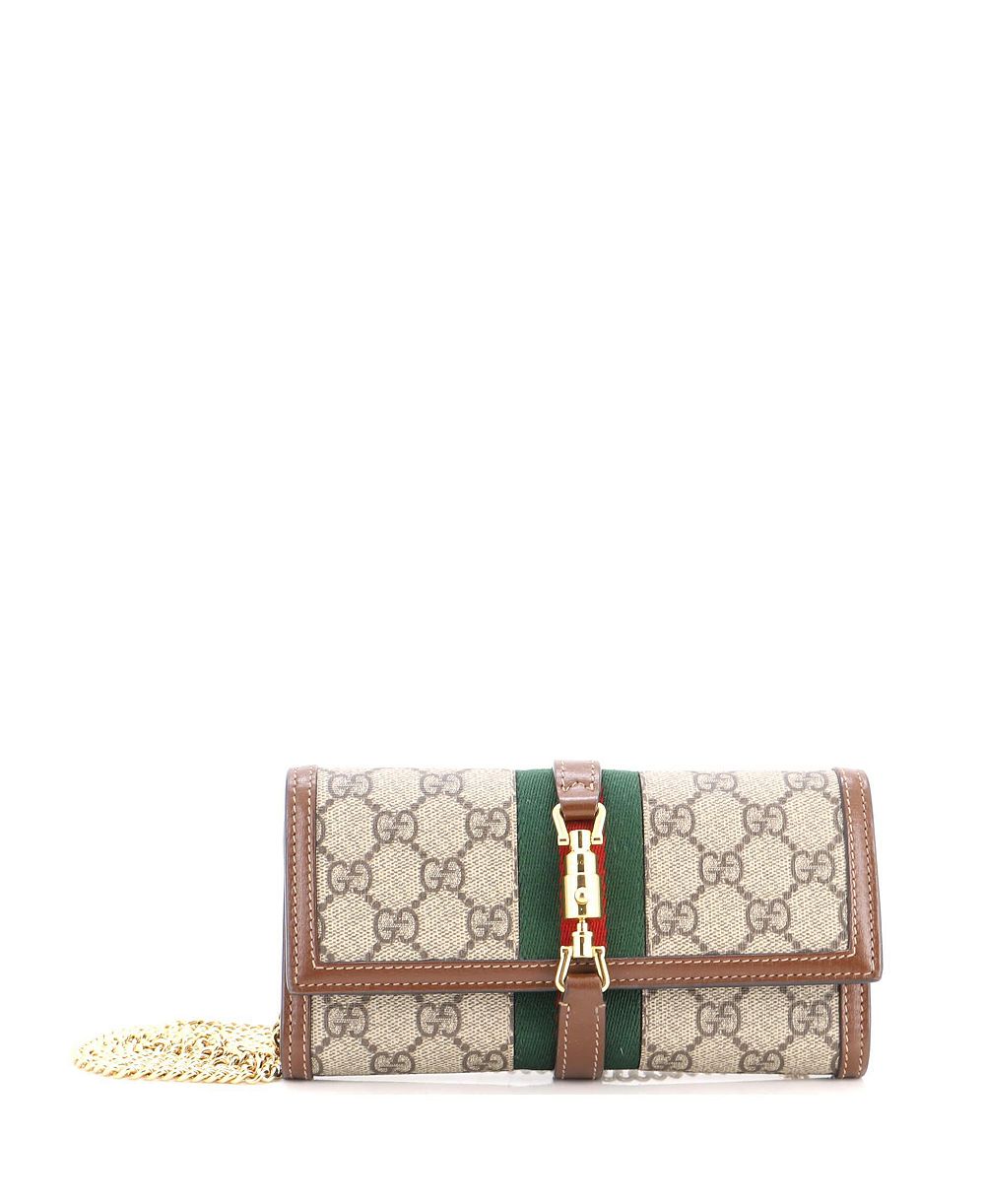 Pre-Owned Gucci Jackie 1961 Continental Chain Wallet GG Coated Canvas Женский кошелек с цепочкой