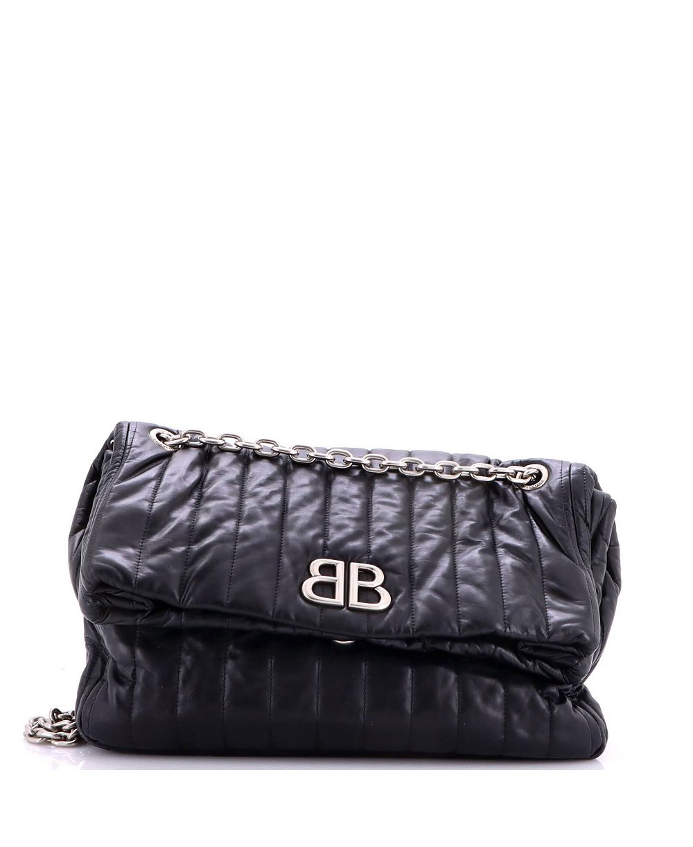 Б/у средняя сумка на плечо Balenciaga Monaco с цепочкой из стеганой кожи