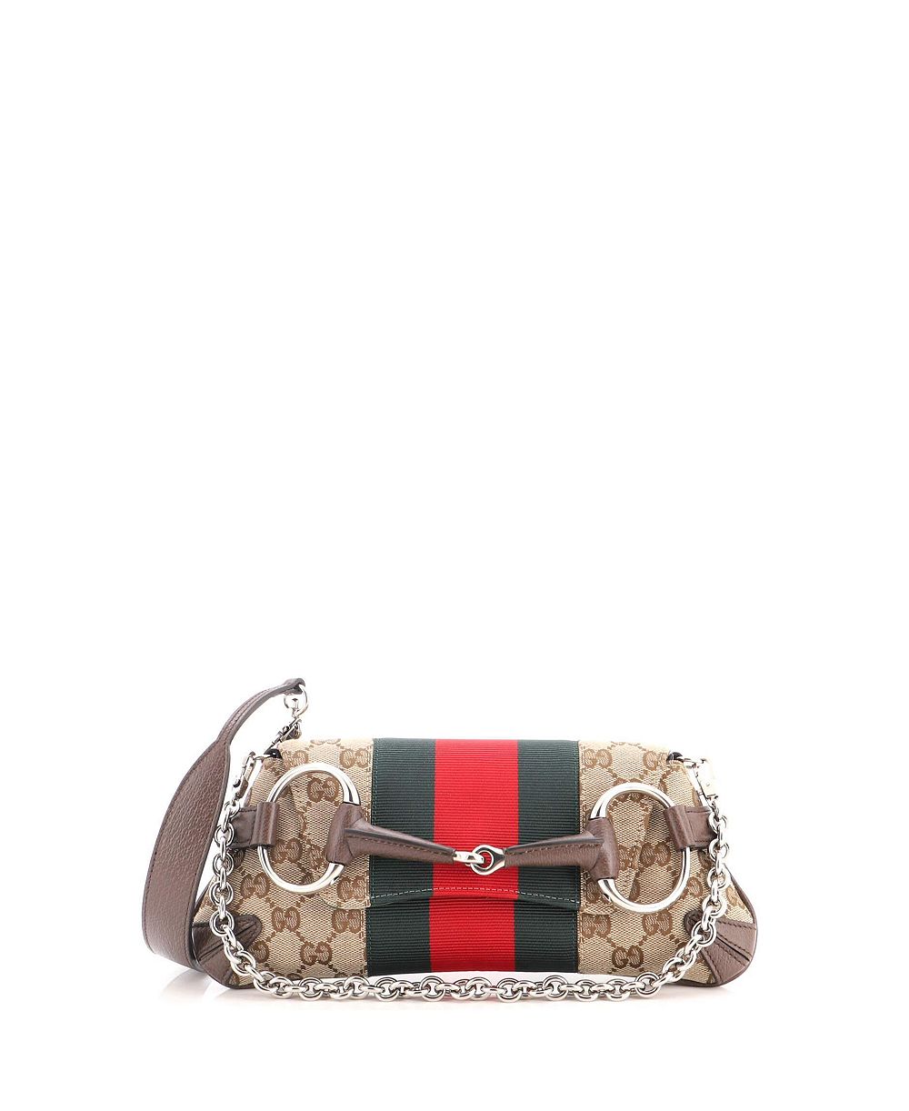 Gucci clutch GG canvas, модель Horsebit NM Web Chain, б/у