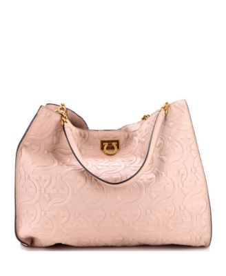 Pre-Owned Salvatore Ferragamo Large Trifolio Tote Gancini Embossed Leather