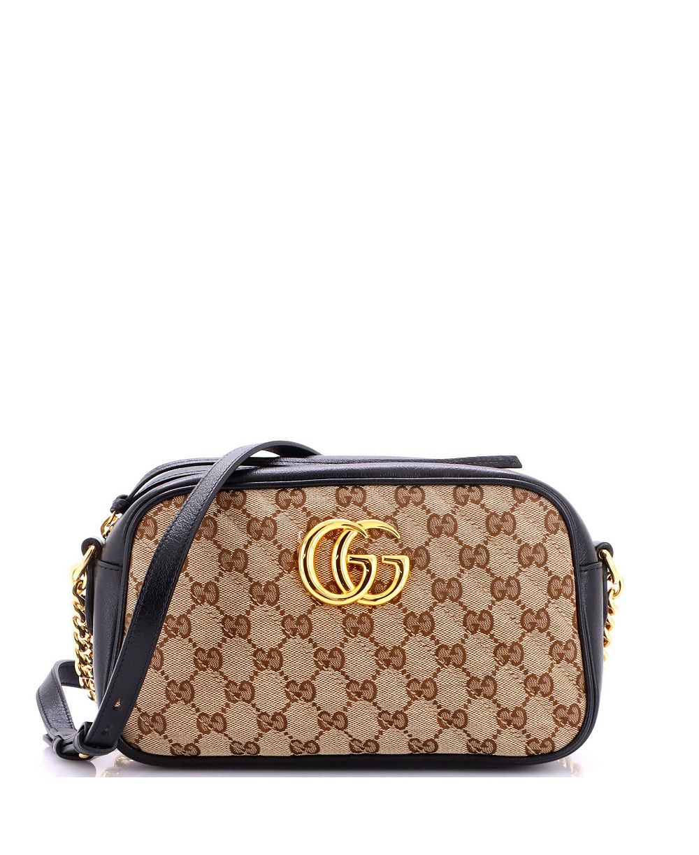 Pre-Owned Gucci маленькая сумка на плечо GG Marmont из стеганого холста GG с кожаными элементами