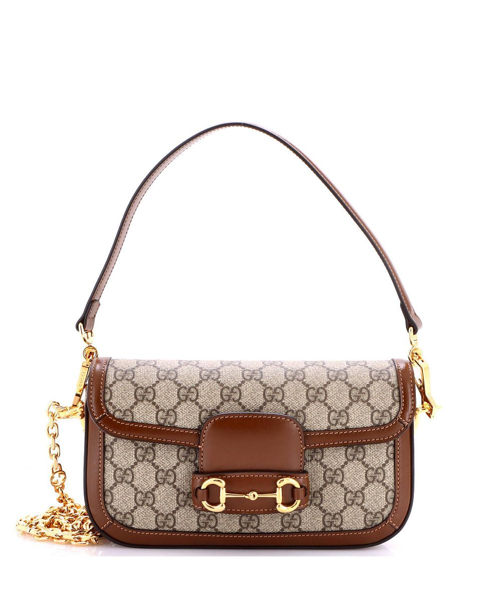 Pre-Owned Gucci Сумка на плечо East West Horsebit 1955, холст GG с кожаной отделкой