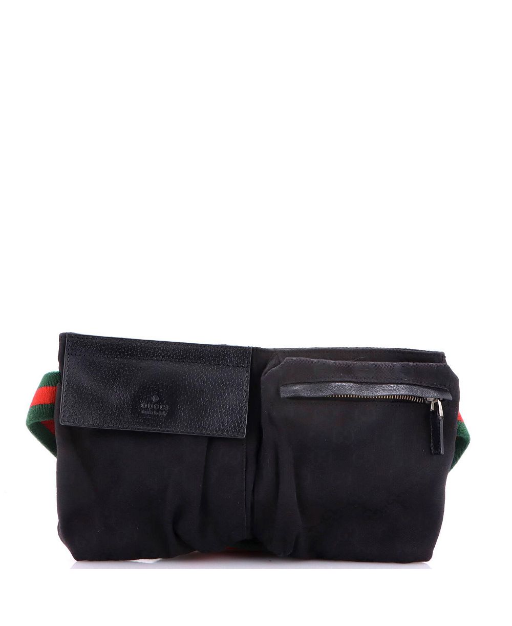 Pre-Owned Gucci Small Vintage Double Belt Bag GG Canvas с кожей