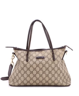 Gucci маленькая конвертируемая сумка тоут б/у GG из покрытого холста с кожаными элементами