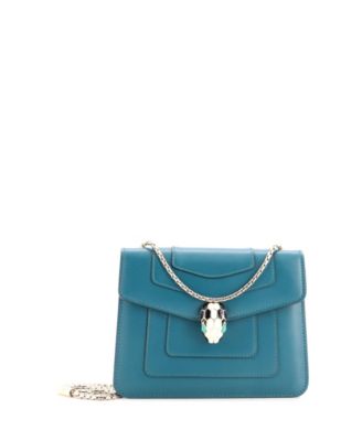 Брендовая кожаная сумка на плечо Bvlgari Small Serpenti Forever Square