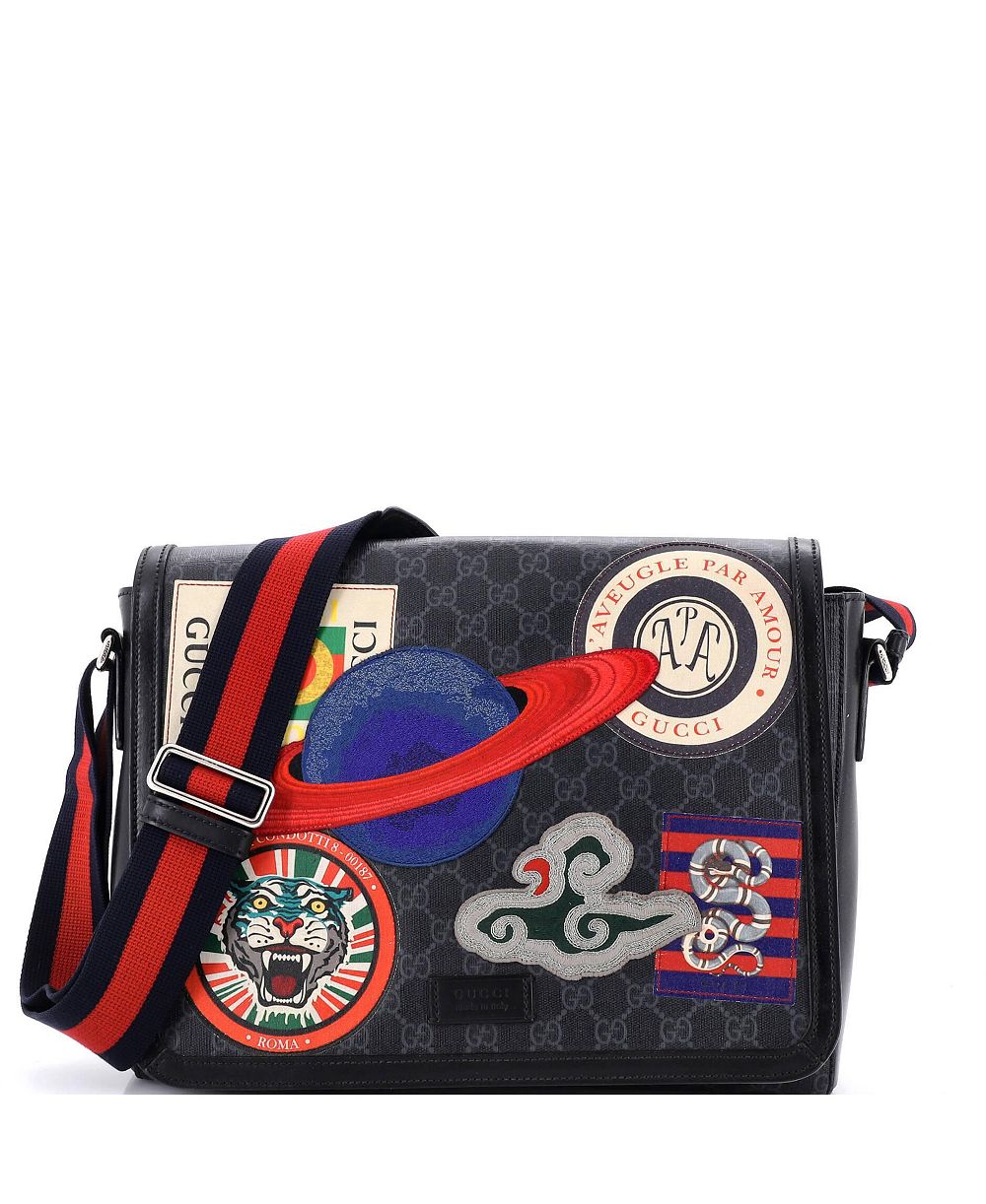 Сумка через плечо Pre-Owned Gucci Large Night Courrier Flap Messenger GG Coated Canvas