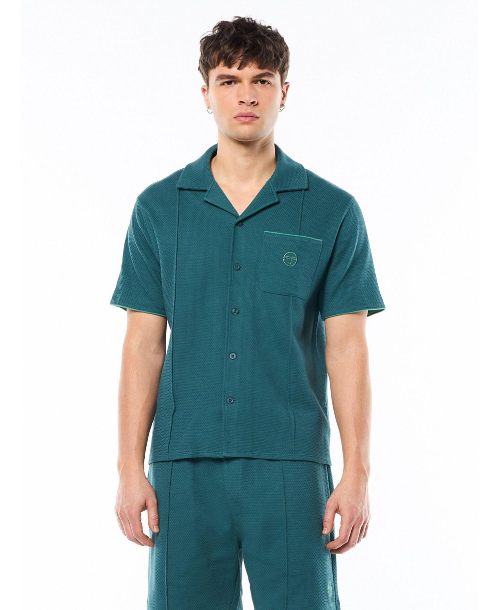 Sergio Tacchini Мужская курортная рубашка с коротким рукавом и воротником-кабана Rilssasto Cabana