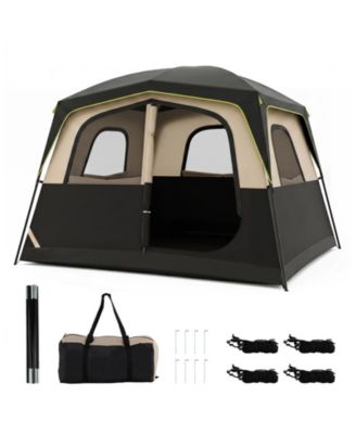 Gymax 6-Person Camping Tent with Top Rainfly Mesh Windows Large Door Ground Stakes