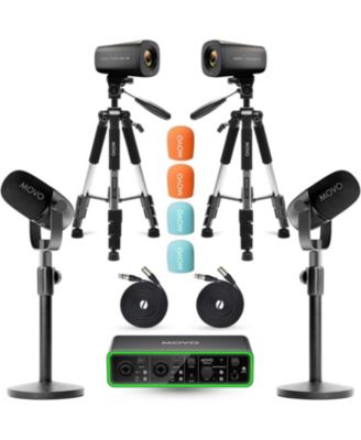 Movo Two Person Video Podcast Equipment 4K USB-C Audio Interface Bundle