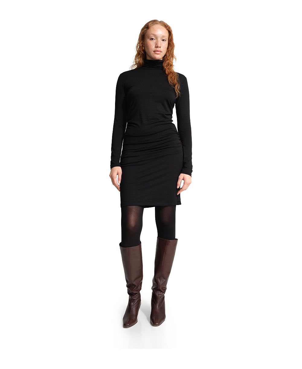 Marcella Women's Phoebe Long-Sleeve High-Stretch Fitted Turtleneck Midi Dress