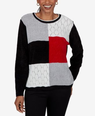 Женский пуловер Alfred Dunner Petite с длинным рукавом и узором Colorblock