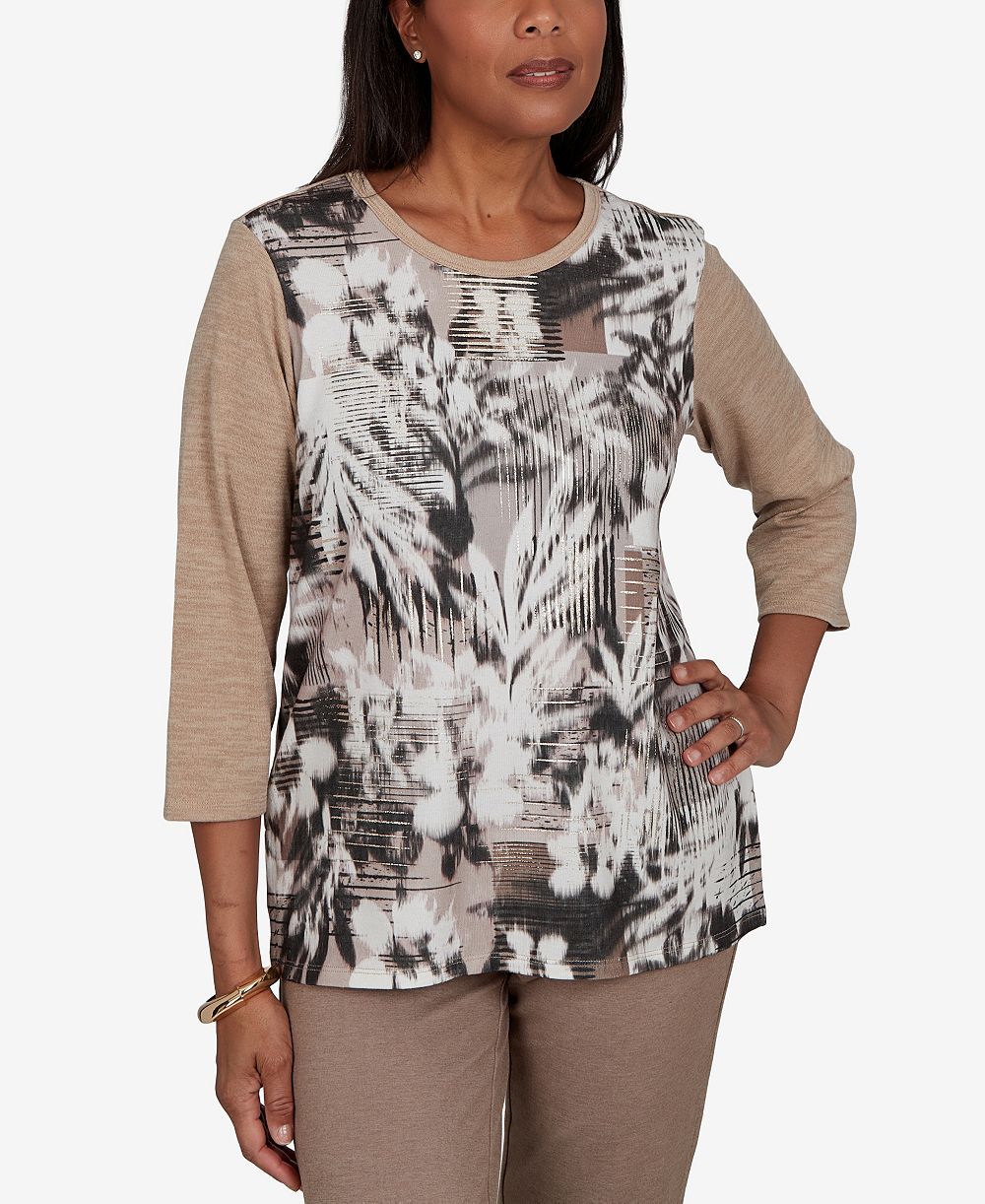 Футболка Alfred Dunner Petite Crewneck 3/4-Sleeve