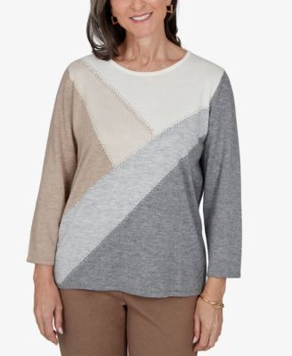 Alfred Dunner Petite Colorblock 3/4-Sleeve Pullover