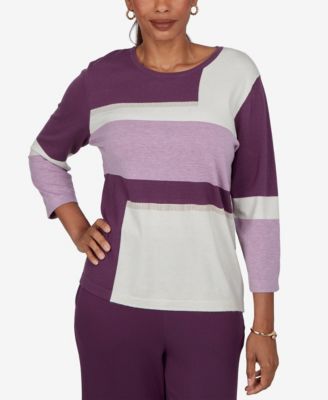 Alfred Dunner Джемпер Petite Colorblock с круглым вырезом и рукавами 3/4