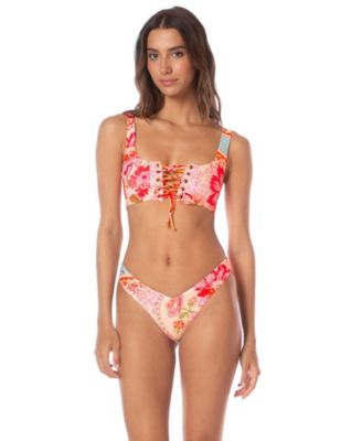 Maaji Women's Floral Groove Dazzle Lace-Up Bralette Bikini Top