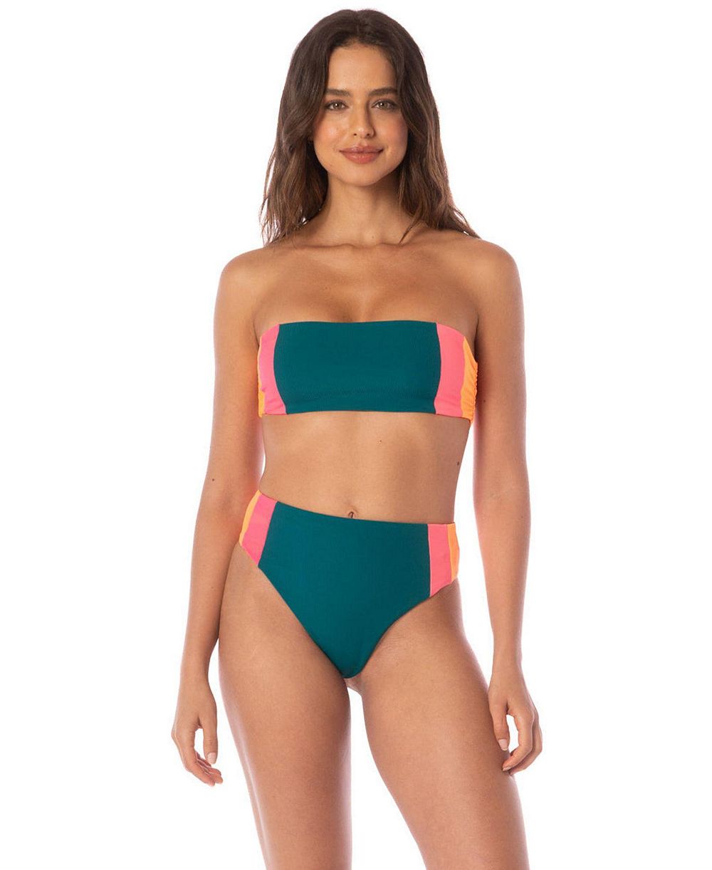 Maaji Женский двусторонний топ для купальника Verdant Breeze Nomad без бретелек на bandeau