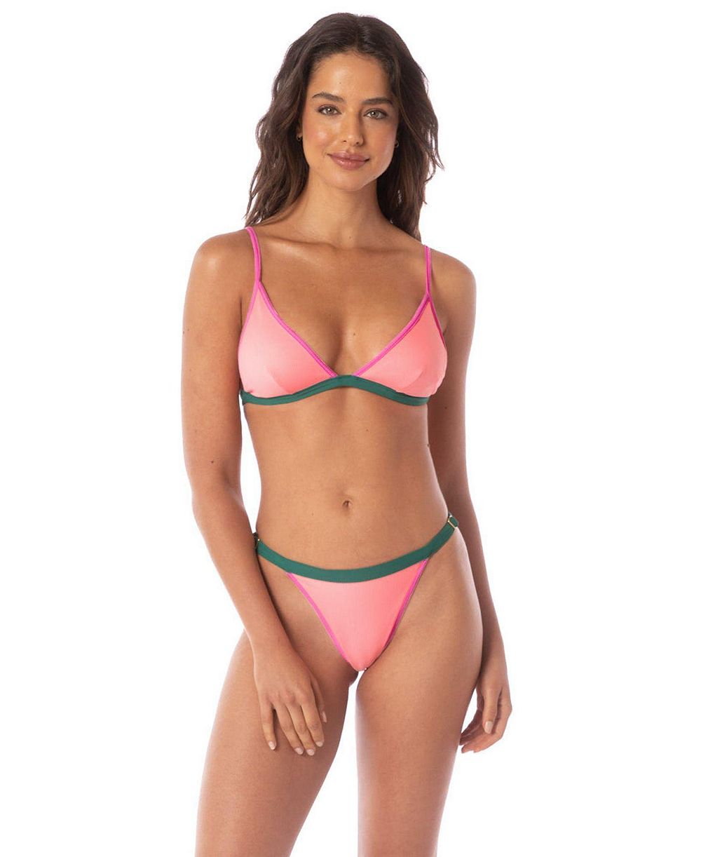 Maaji Women's Strawberry Breeze Reversible Colorblock Triangle Bikini Top