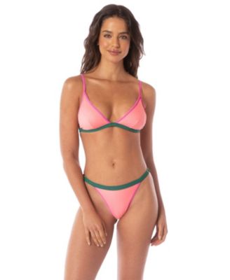 Maaji Women's Strawberry Breeze Reversible Colorblock Triangle Bikini Top