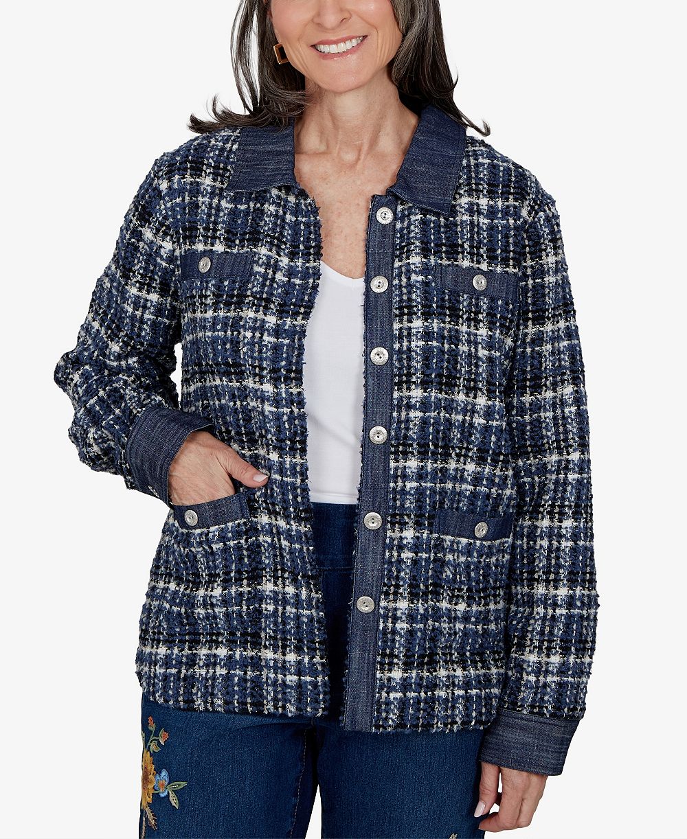 Alfred Dunner Women's Plaid Shirt Jacket