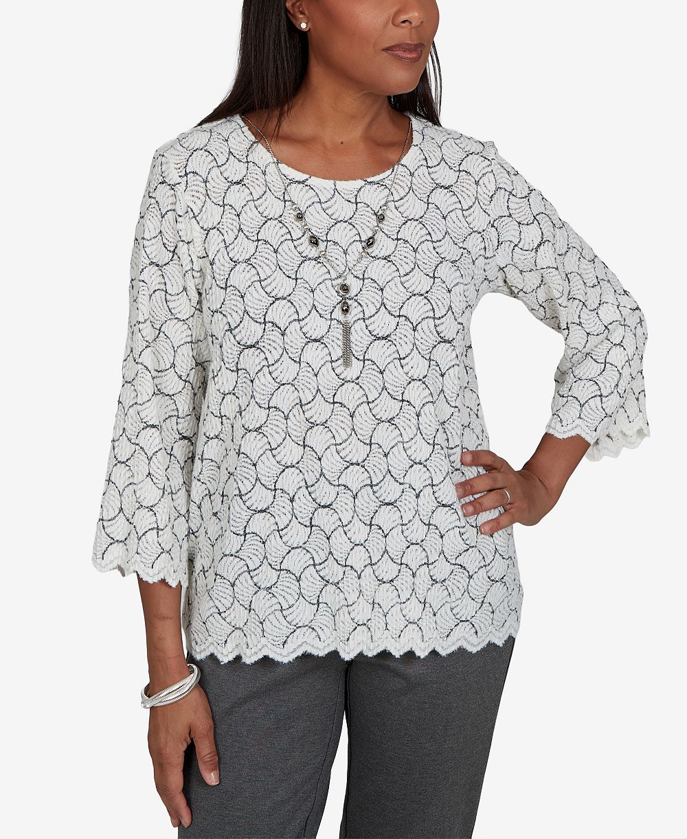 Женская блузка Alfred Dunner Textured-Knit Scalloped-Hem