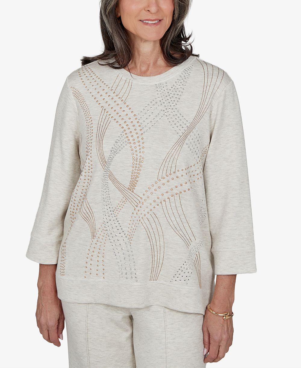 Alfred Dunner Женский трикотажный топ с коротким рукавом 3/4