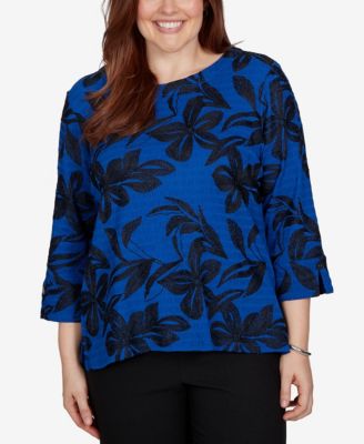 Alfred Dunner Women's Floral Knit 3/4-Sleeve Blouse