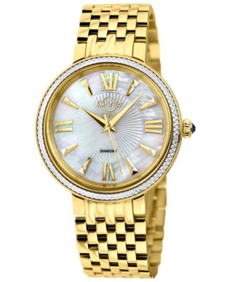 Женские часы GV2 by Gevril Genoa Swiss Quartz IP Gold Stainless Steel с бриллиантами