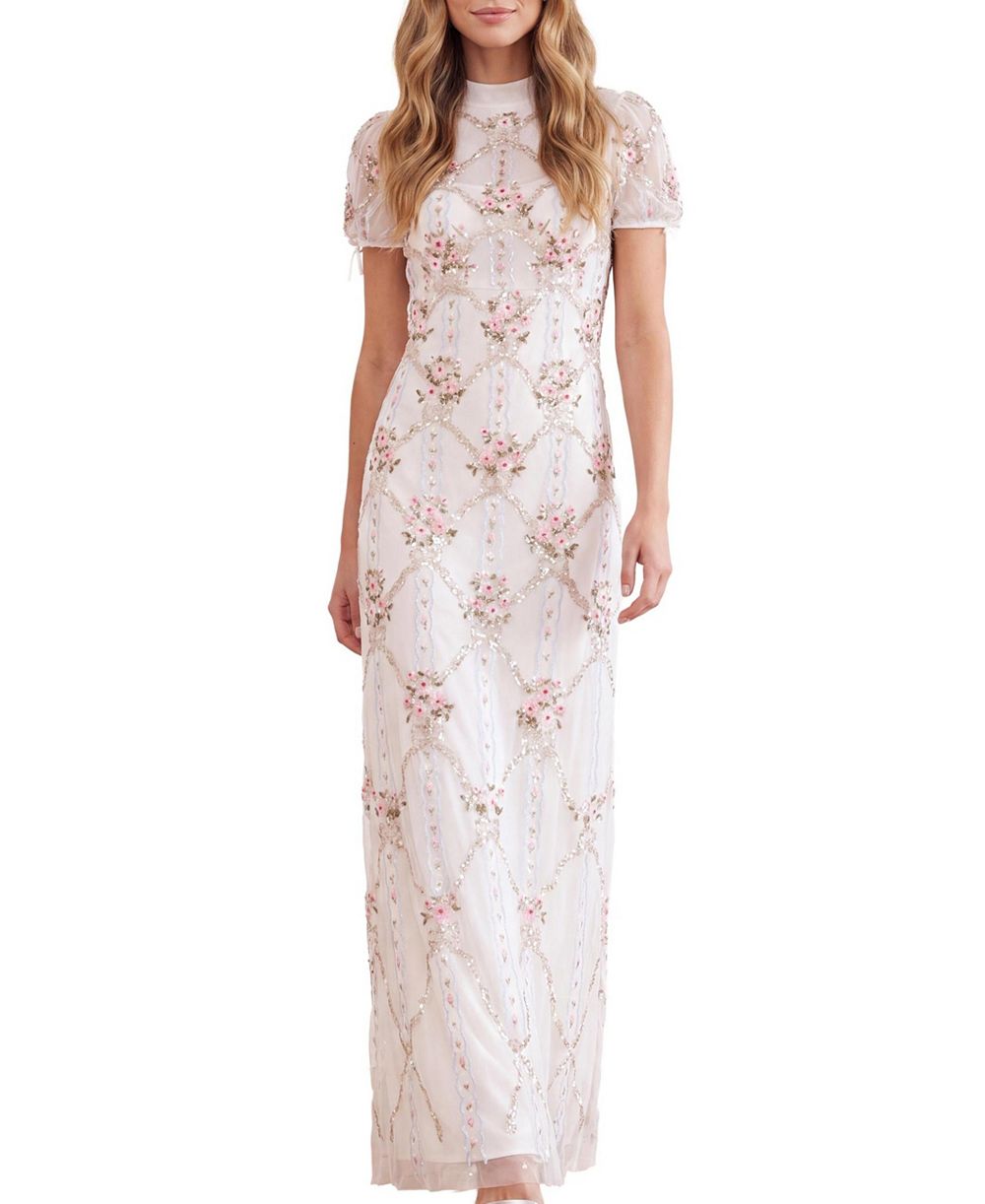 Женское вечернее платье Needle & Thread Women's High-Neck Embroidered Maxi Gown