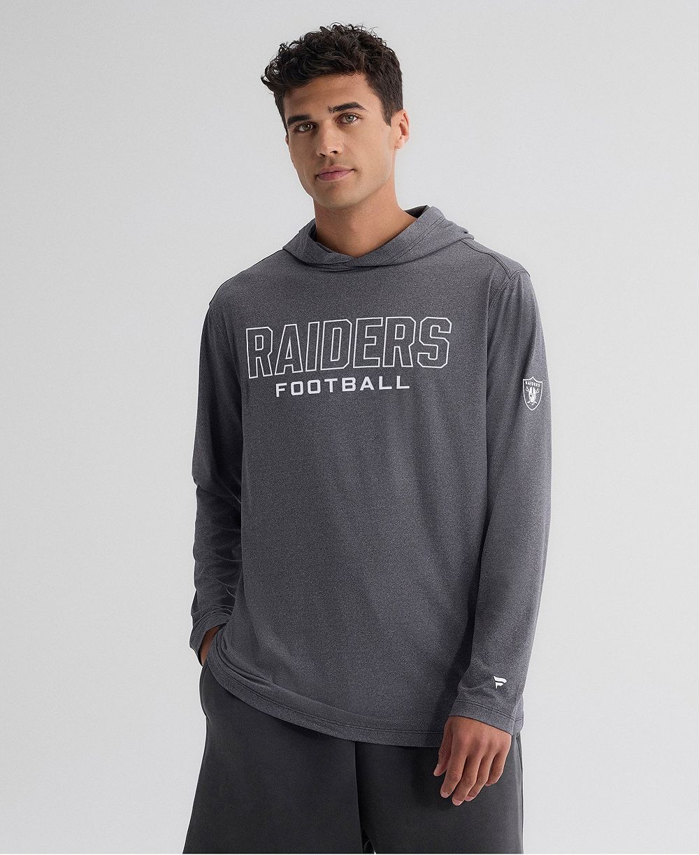 Fanatics Men's Charcoal Las Vegas Raiders Clutch Long Sleeve Hooded T-Shirt