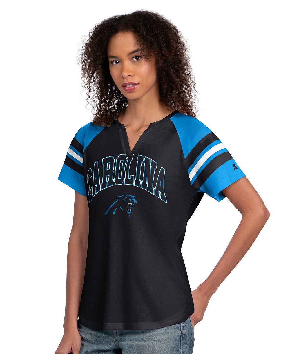 Женская футболка Starter Black Carolina Panthers Raglan