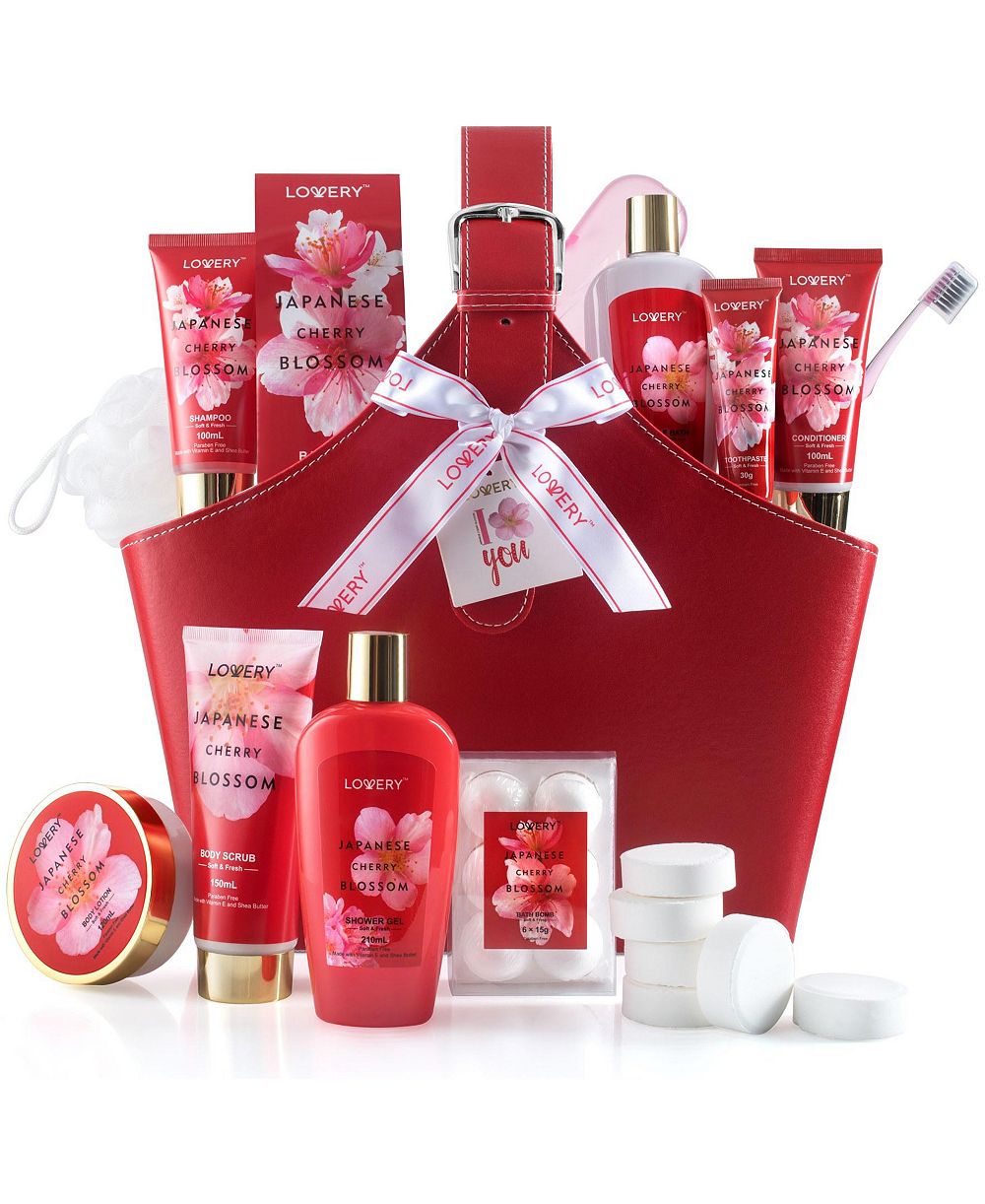 Подарочный набор Lovery Body Care, Japanese Cherry Blossom Home Spa Tote Bag Gift Set, 25 Piece