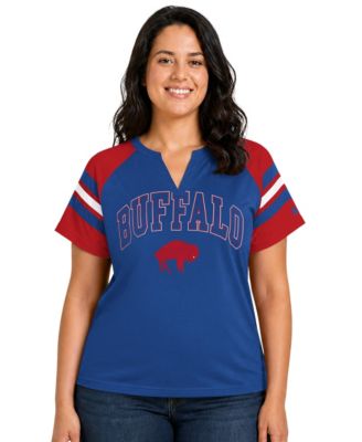 Женская футболка Starter Royal Buffalo Bills Plus Size Throwback Game On с вырезом-лодочкой и регланом