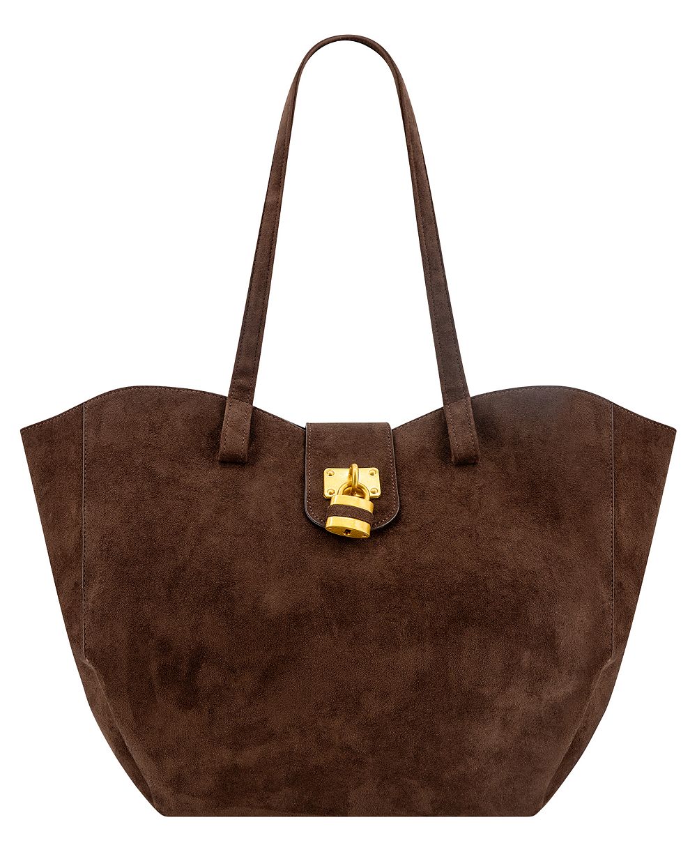 LIKE DREAMS Harper Lock Suede Extra-Large Tote Handbag