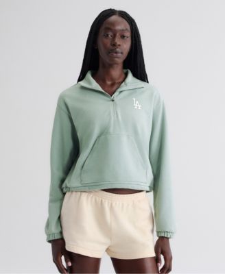 Fanatics Women's Sage Green Los Angeles Dodgers Oversized Clutch Tri-Blend Half-Zip Pullover Sweatshirt