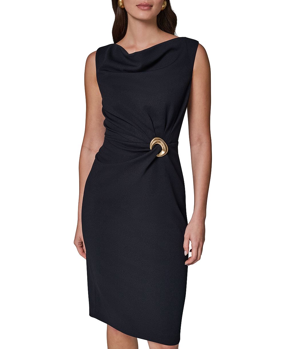 Donna Karan New York Women's Sleeveless Cowl-Neck Hardware Sheath Dress