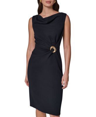 Donna Karan New York Women's Sleeveless Cowl-Neck Hardware Sheath Dress