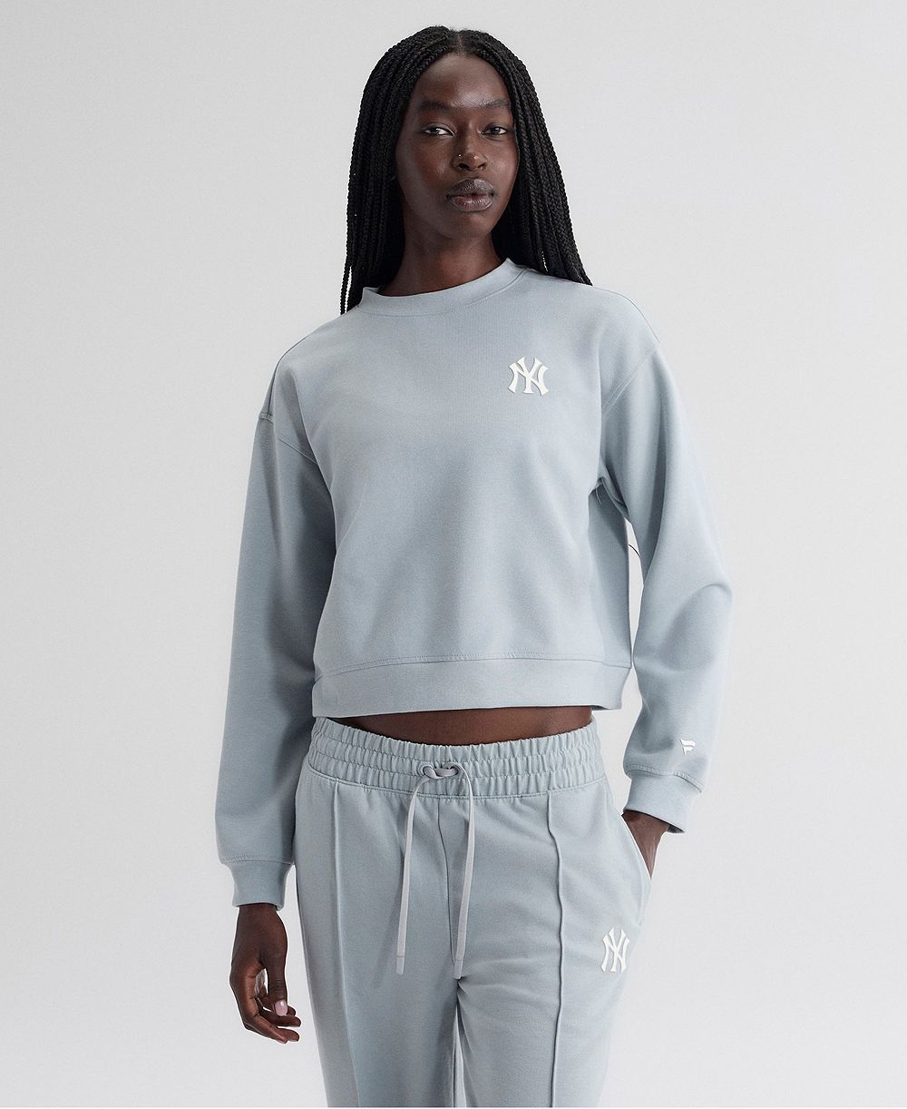 Fanatics Women's Gray New York Yankees Oversized Clutch Tri-Blend Sweatshirt