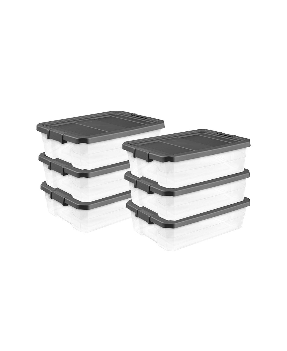 Набор контейнеров для хранения Sterilite 40 Quart Plastic Bin с крышкой 6 шт Gray