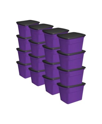 Пластиковый контейнер для хранения Sterilite 18 Gallon со съемной крышкой, фиолетовый, 16 шт.