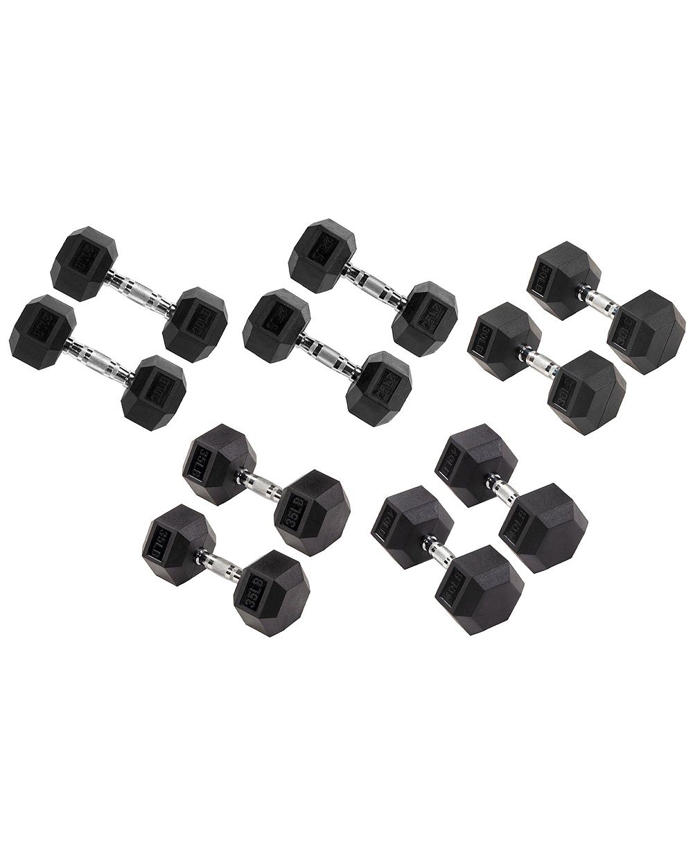 Signature Fitness Hex Dumbbells Strength Training Workout Equipment Set, 300 lbs
