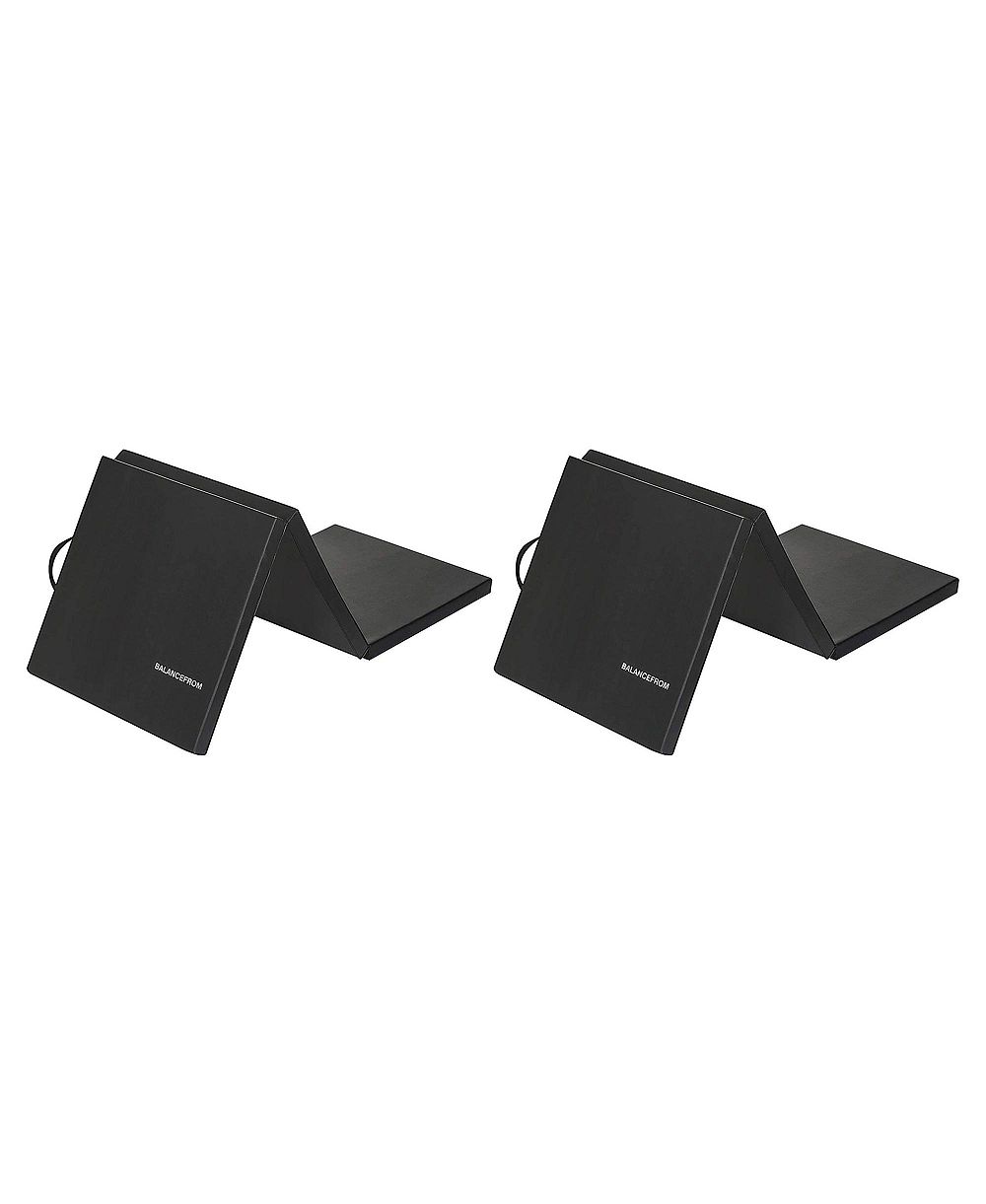 BalanceFrom Fitness GoGym 6x2ft Folding 3 Panel Exercise Mat, Black (2 Pack)