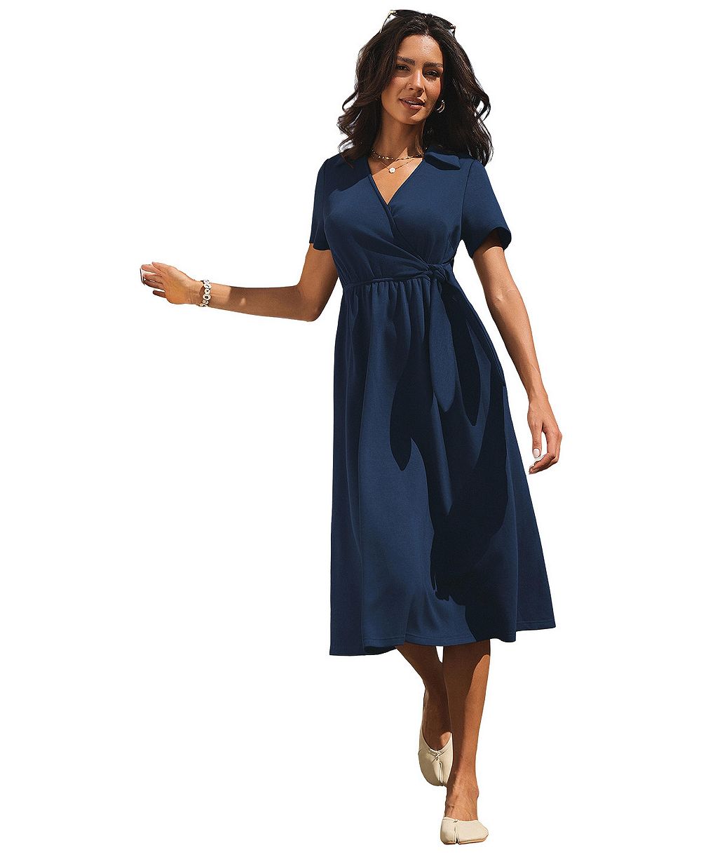 Cupshe Women's Wrap Short-Sleeve Midi Dress