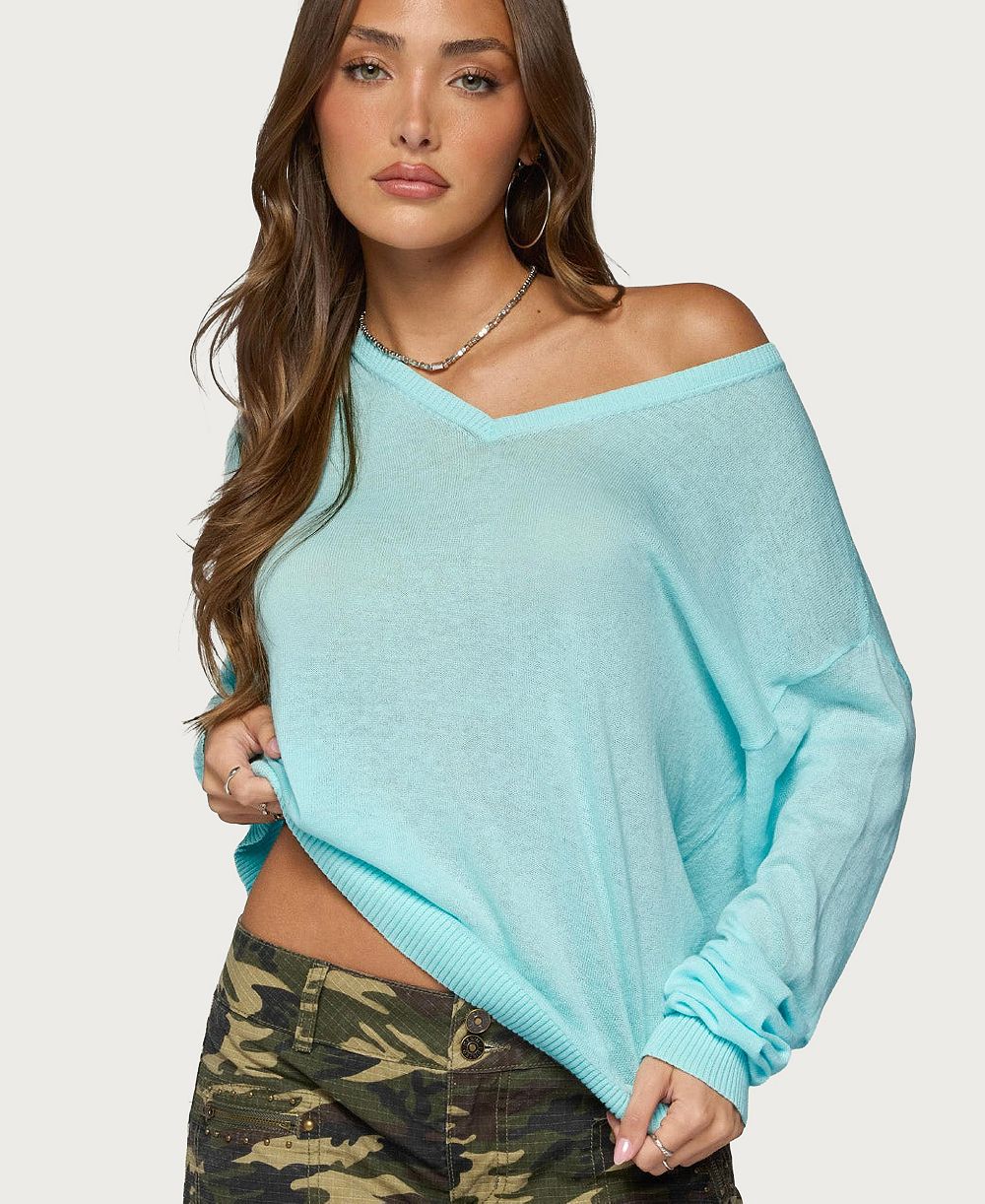 Edikted Women's Geara V-Neck Long-Sleeve Knit Top