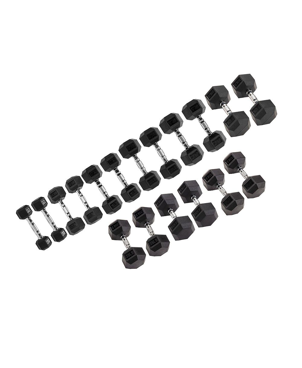 Signature Fitness Hex Dumbbells Strength Training Workout Equipment Set, 450 lbs