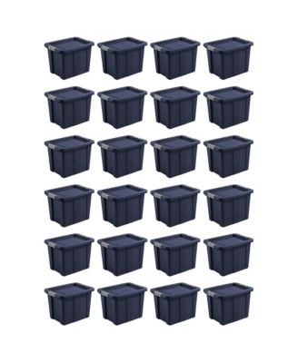 Sterilite Tuff1 18 Gal Plastic Storage Tote Bin w/Latching Lid, Blue (24 Pack)